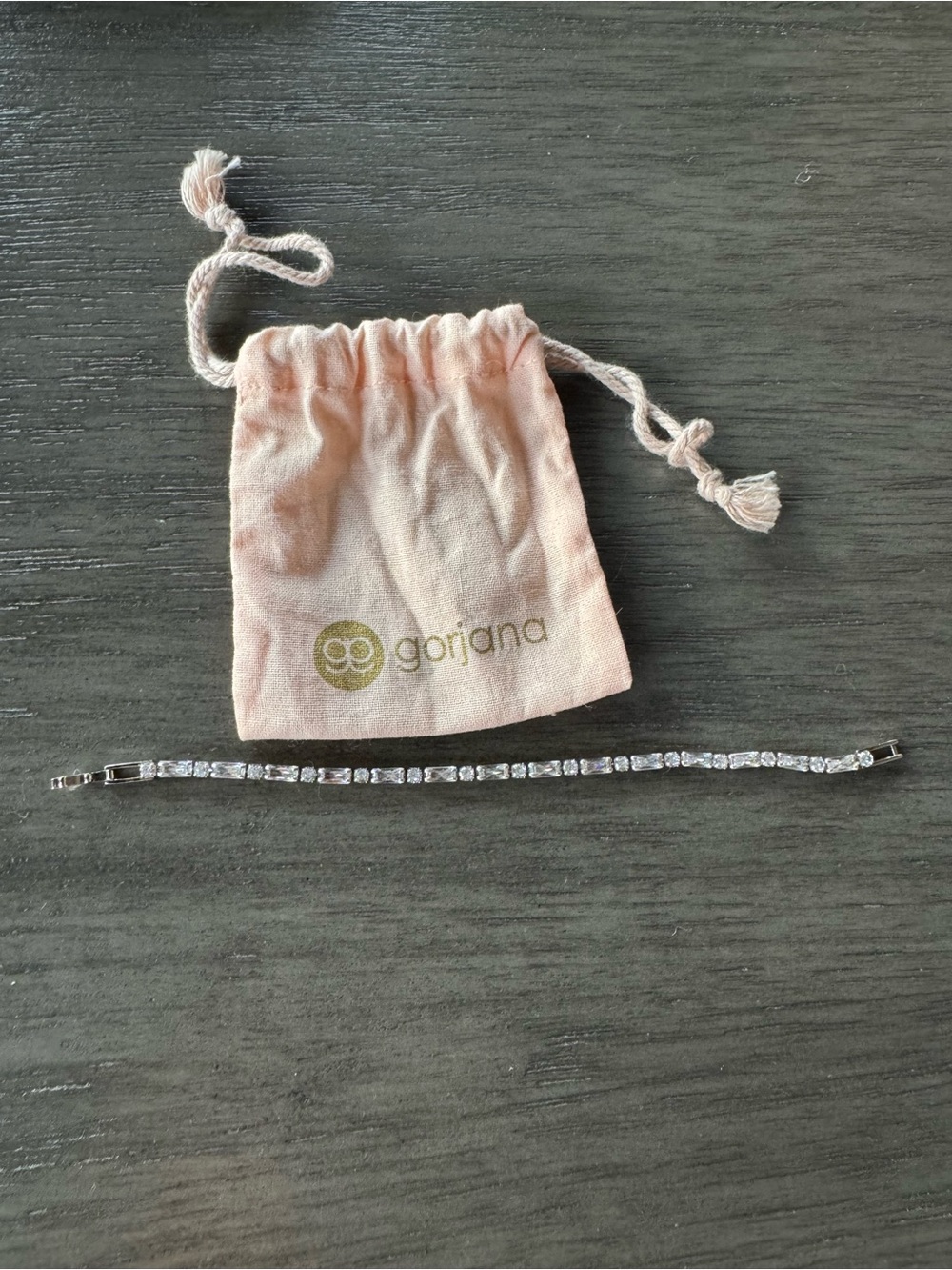Gorjana Silver Cubic Stone Tennis Bracelet - Pink Pouch Included